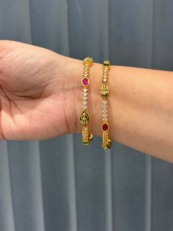 Lakshmi CZ Bangles with Ruby & Emerald Stones