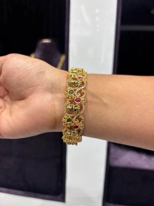 Temple Design Multi-Stone Lakshmi Kada Bangle