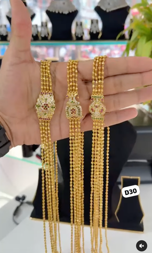 Traditional Gold-Plated Chandraharam Necklace Set