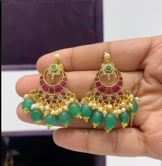 Grand Ruby and Emerald Chandbali Earrings