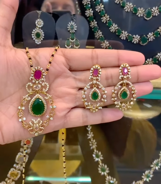 Elegant Green & Ruby Mangalsutra Set – A Timeless Beauty