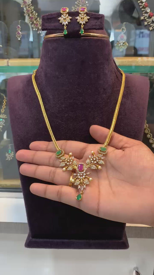 Ruby & Emerald Stone Necklace Set