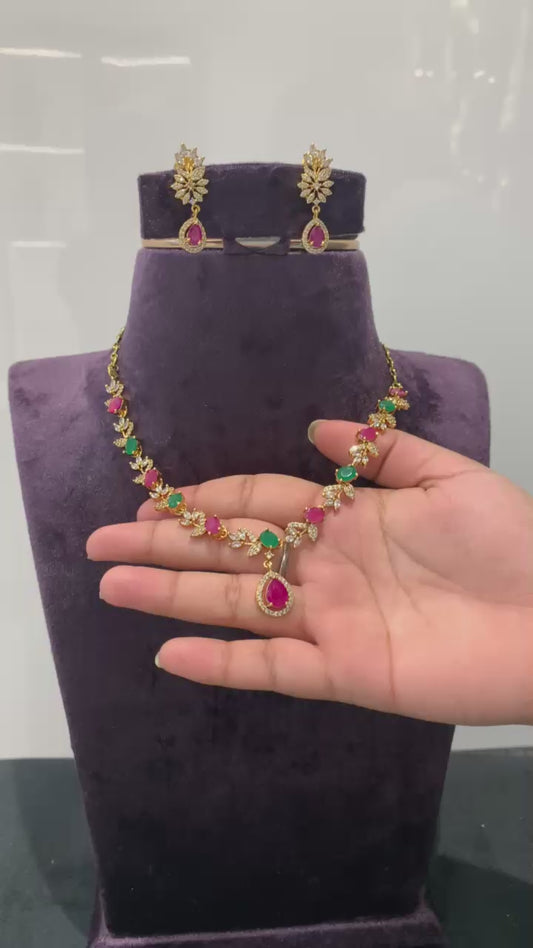 Ruby & Emerald Stone Necklace Set