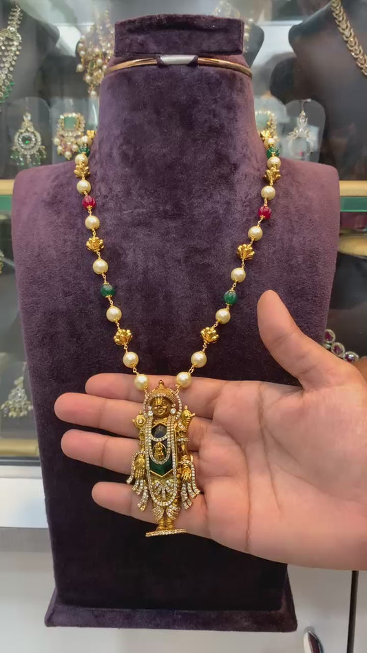 Lord Balaji Locket with Beads Chain