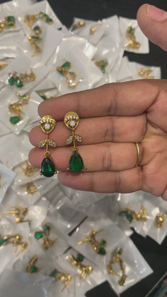 Emerald Leaf Drop Earrings