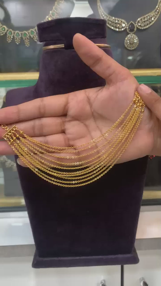 Traditional Gold-Plated Champaswaralu – Multi-Chain Bridal Hair Ornament