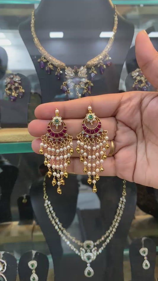 Ruby Pearl Chandbali Earrings