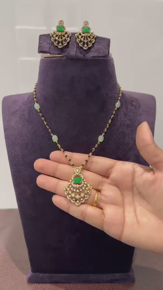 Emerald Stone Mangalsutra Set