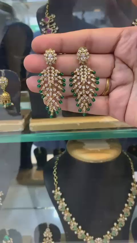Emerald Drop CZ Earrings